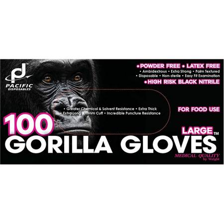 Buy Nitrile gloves, black, high-risk, long cuff - large (10 boxes) in NZ. 