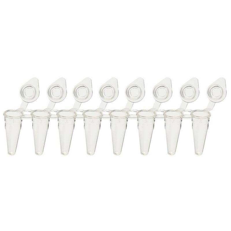 SSI 0.1ml low profile 8-strip PCR tubes + flat caps, clear or white