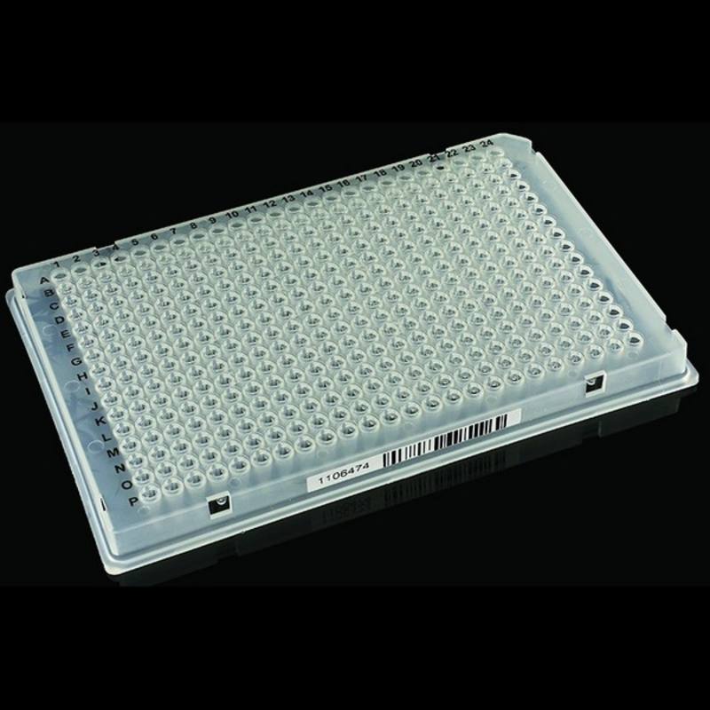 SSI full-skirted PCR plate, 384 wells, 1 notch type, A24 cut corner, clear