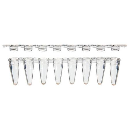 SSI 8-strip low-profile PCR tubes + 8-strip flat caps, clear or white