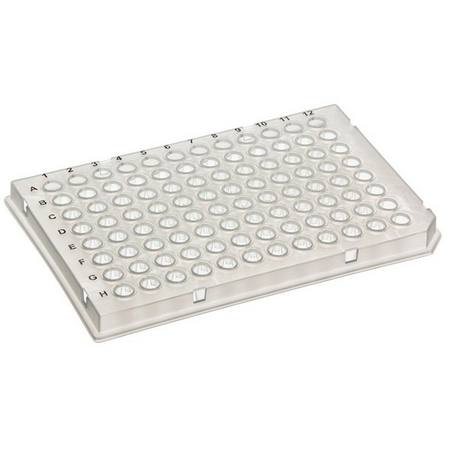 SSI semi-skirted PCR plate, 96 well, low-profile, LightCycler type, H12 cut corner, white